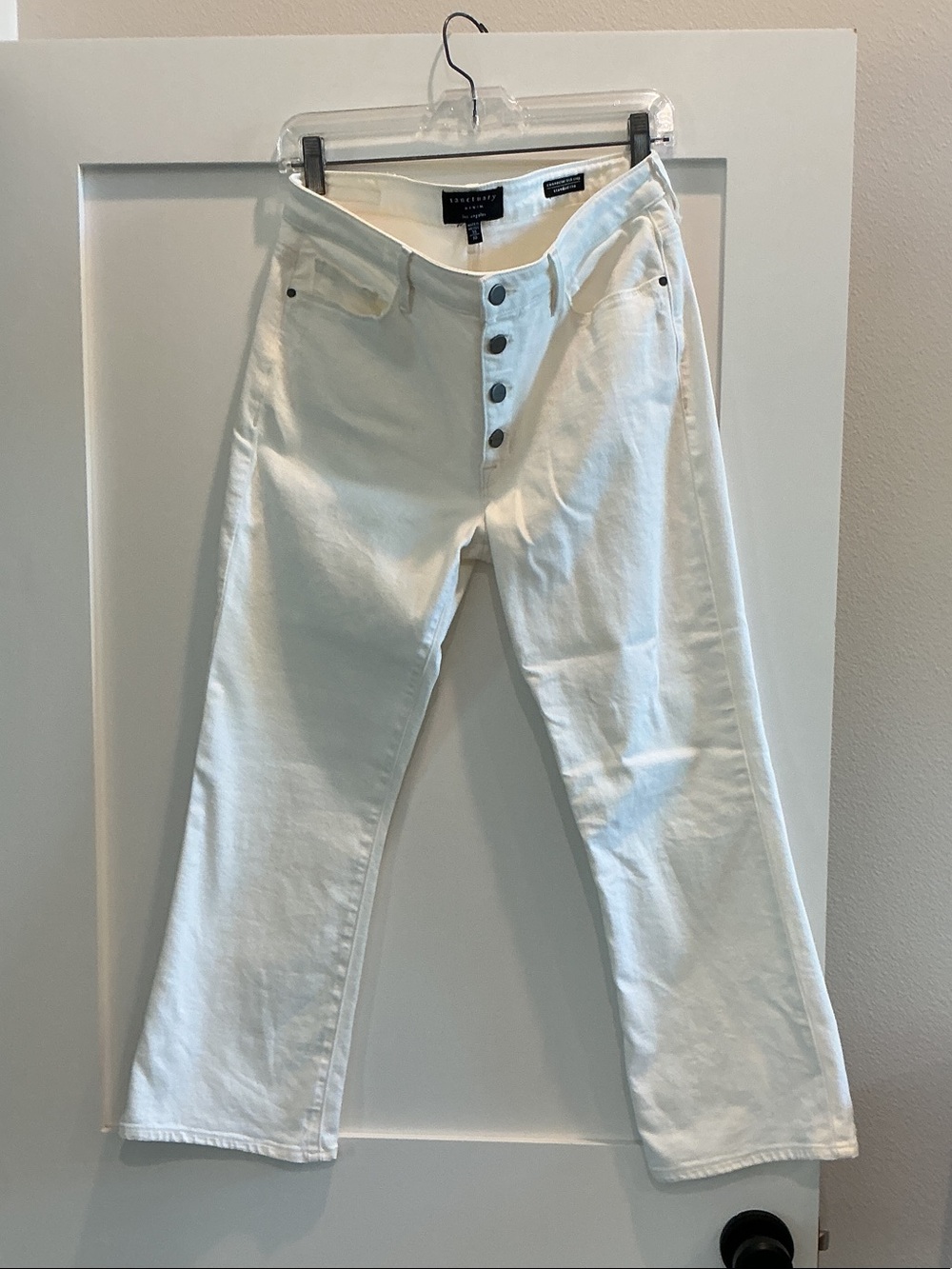 Sanctuary White High-Rise Button-Fly Cropped Jeans